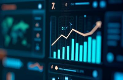 ग्राफ और डेटा बिंदुओं के साथ एक डिजिटल डैशबोर्ड